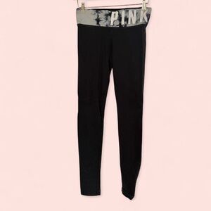 Victoria's Secret Black Leggings with Tie-Dye Blue  Waistband